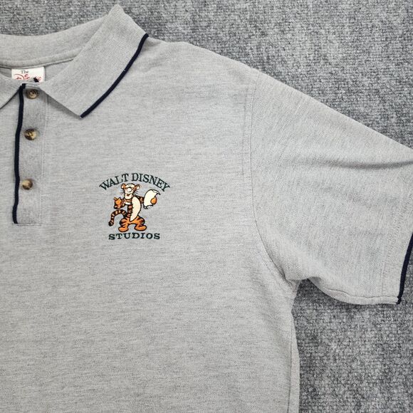 Vintage Disney Shirt Mens Large Gray Short Sleeve Polo Tigger Walt Disney Studio - Picture 9 of 15